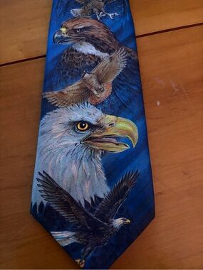 VTG 1988 Ralph Marlin Birds of Prey Eagle Motif Men’s Tie
